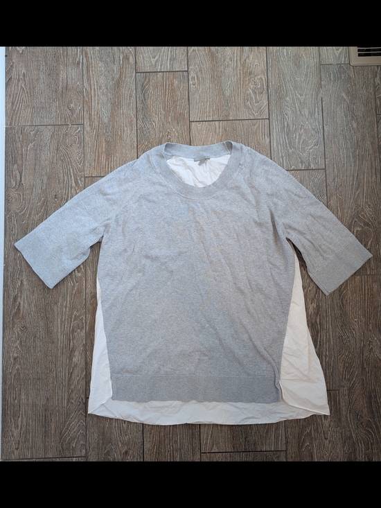 COS Tops - COS Cashmere Cotton Grey White Back Knit Top Medium Short Sleeve Blouse Minimal